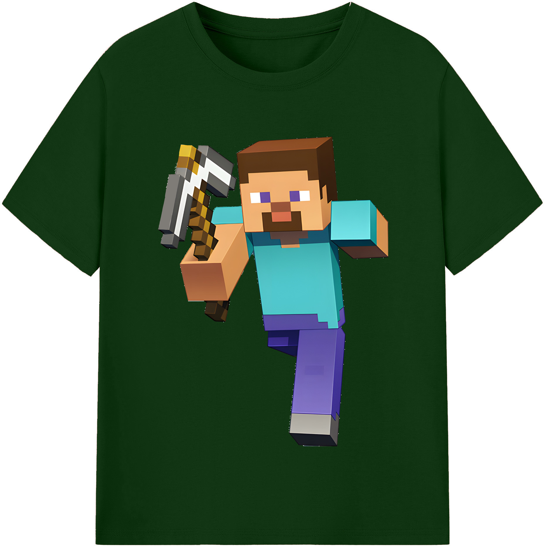 （画像用） マインクラフト ブロックの世界 Minecraft MC Block world 綿100％半袖Tシャツ（フロントプリント）